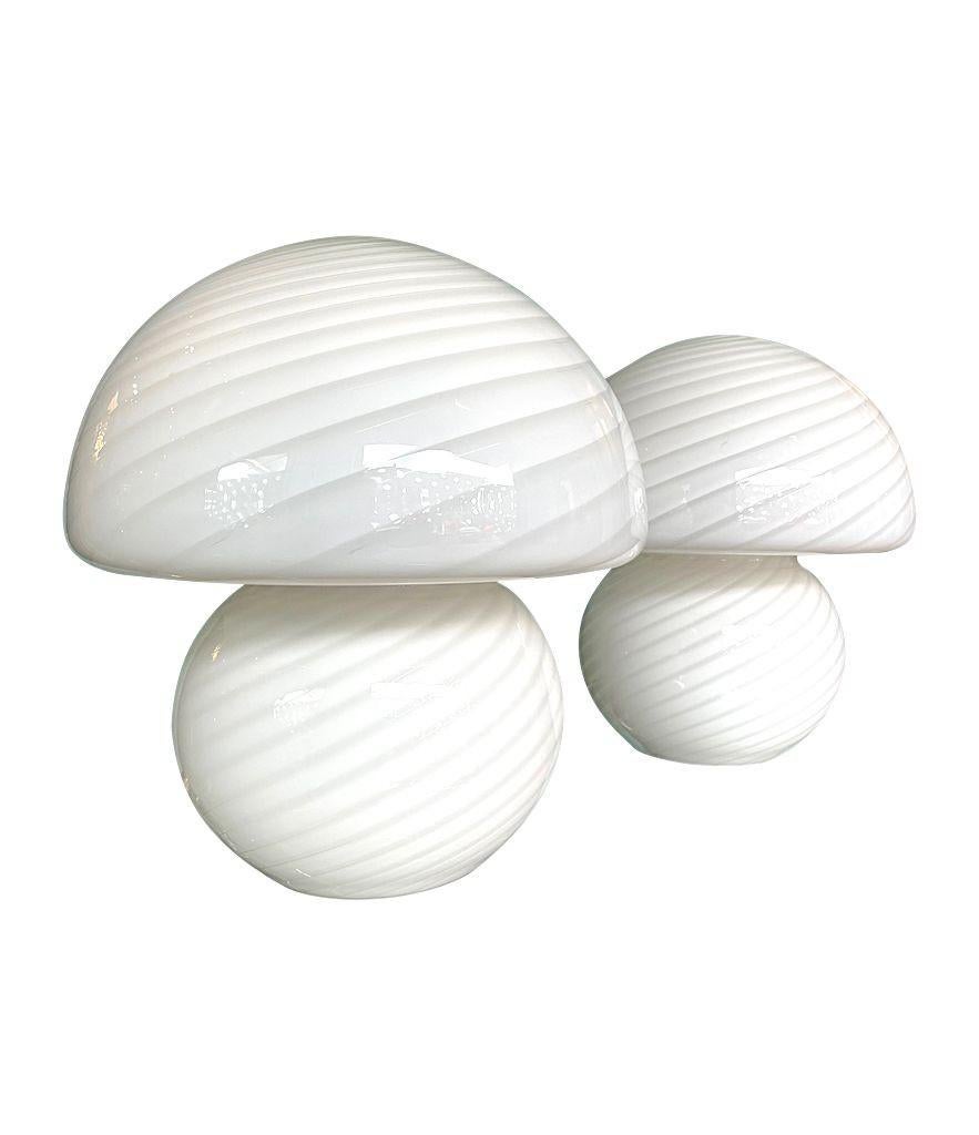 Late 20th Century A pair of large 1970s mushroom lamps by Venini