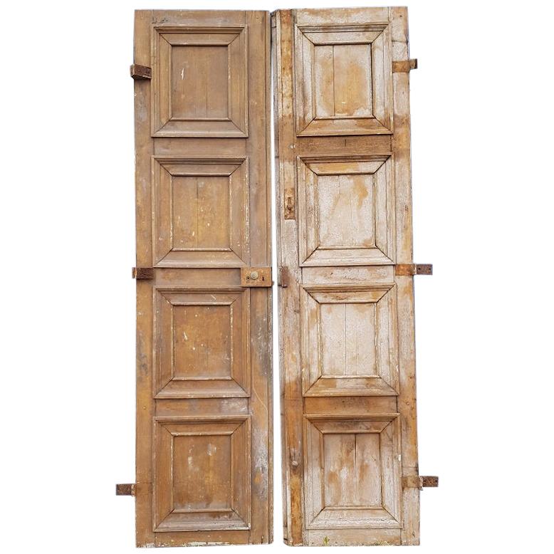 Pair of Large 19th Century French Oak Doors with Square Panels For Sale