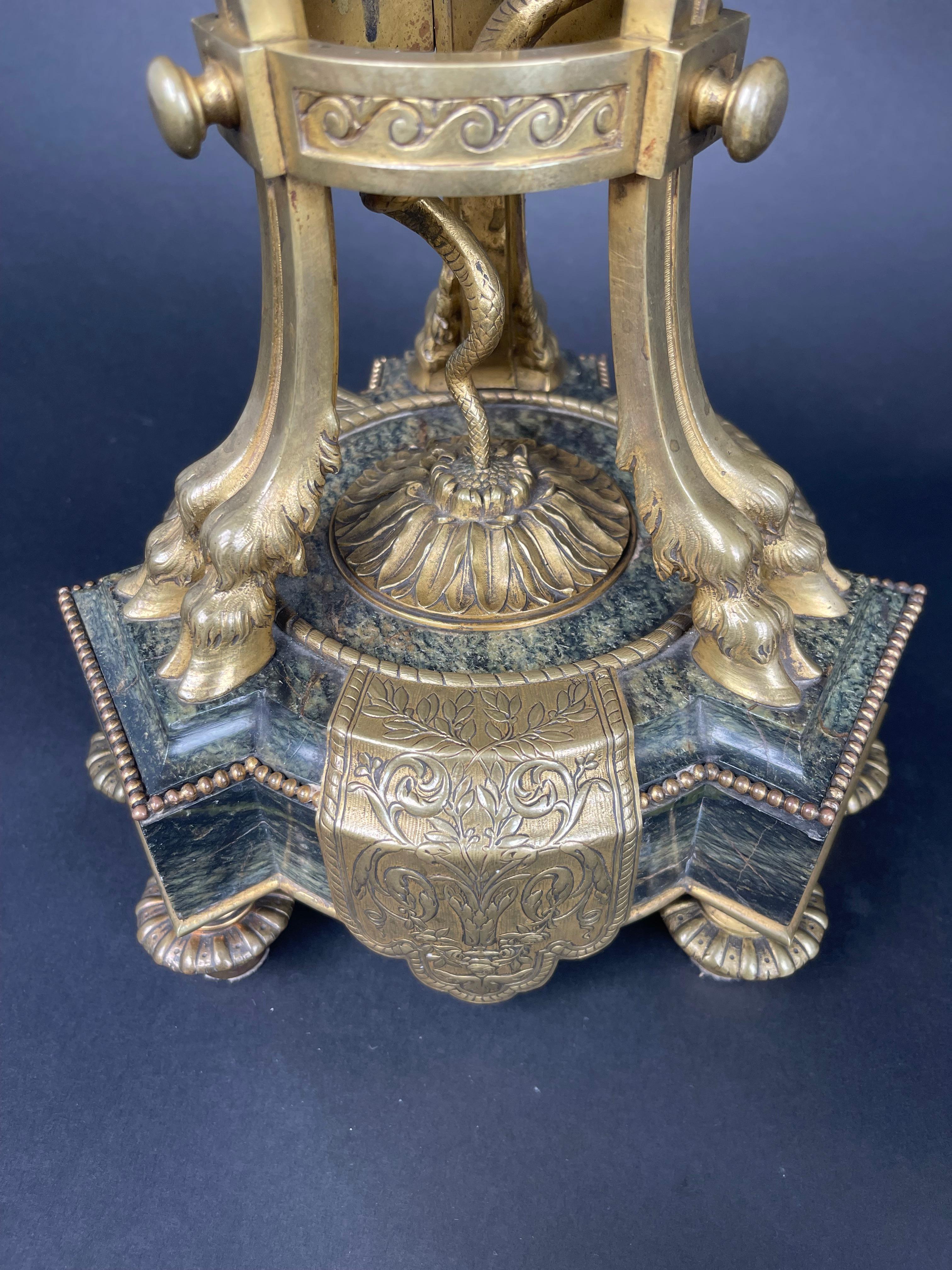 A Pair Of Large 19th century French Ormolu Mounted Obsidian Urns In Good Condition For Sale In Pasadena, CA