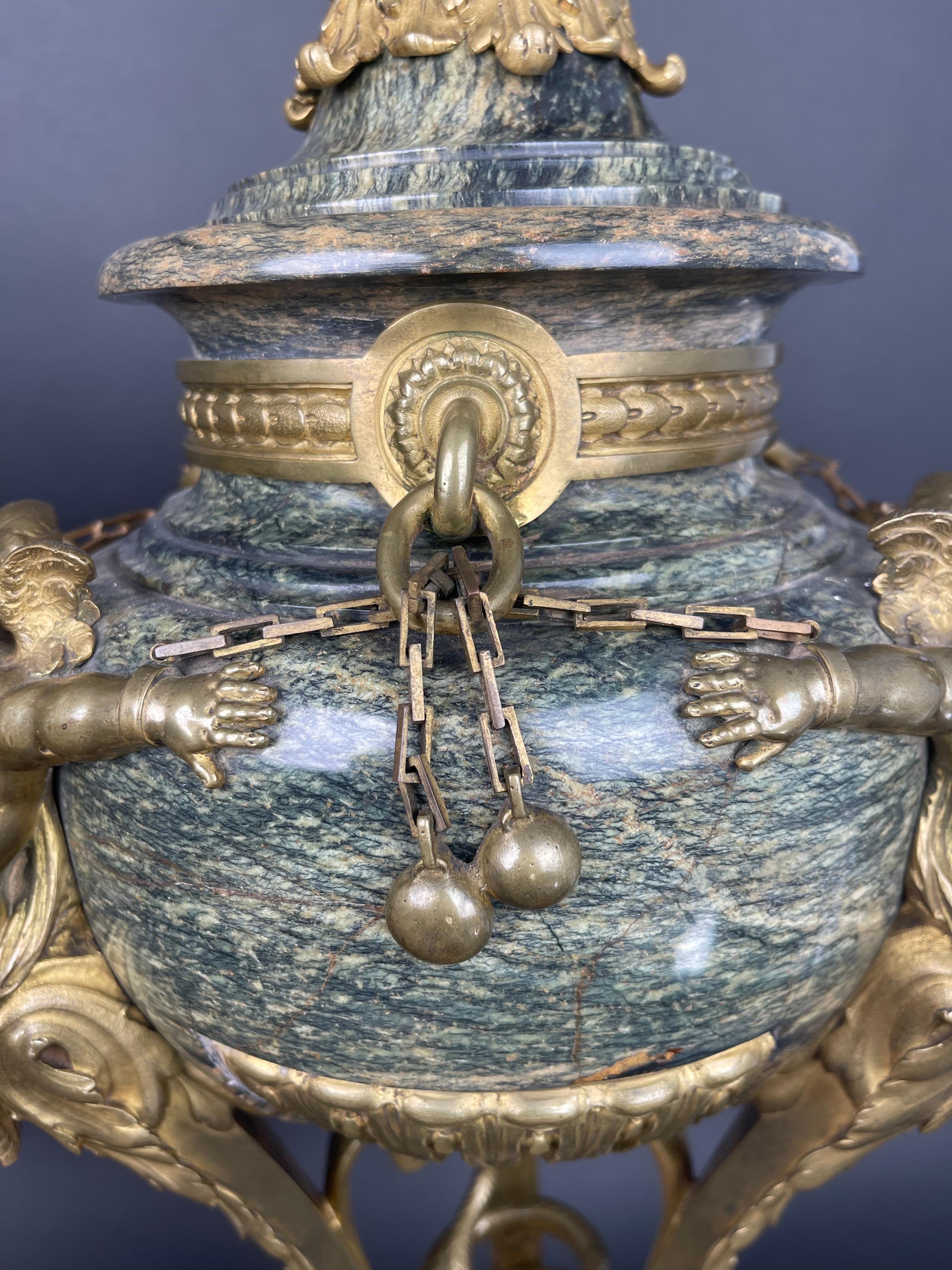 Bronze A Pair Of Large 19th century French Ormolu Mounted Obsidian Urns For Sale