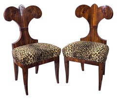 A Pair of Large 19th Century Mahogany Biedermeier Period Side Chairs