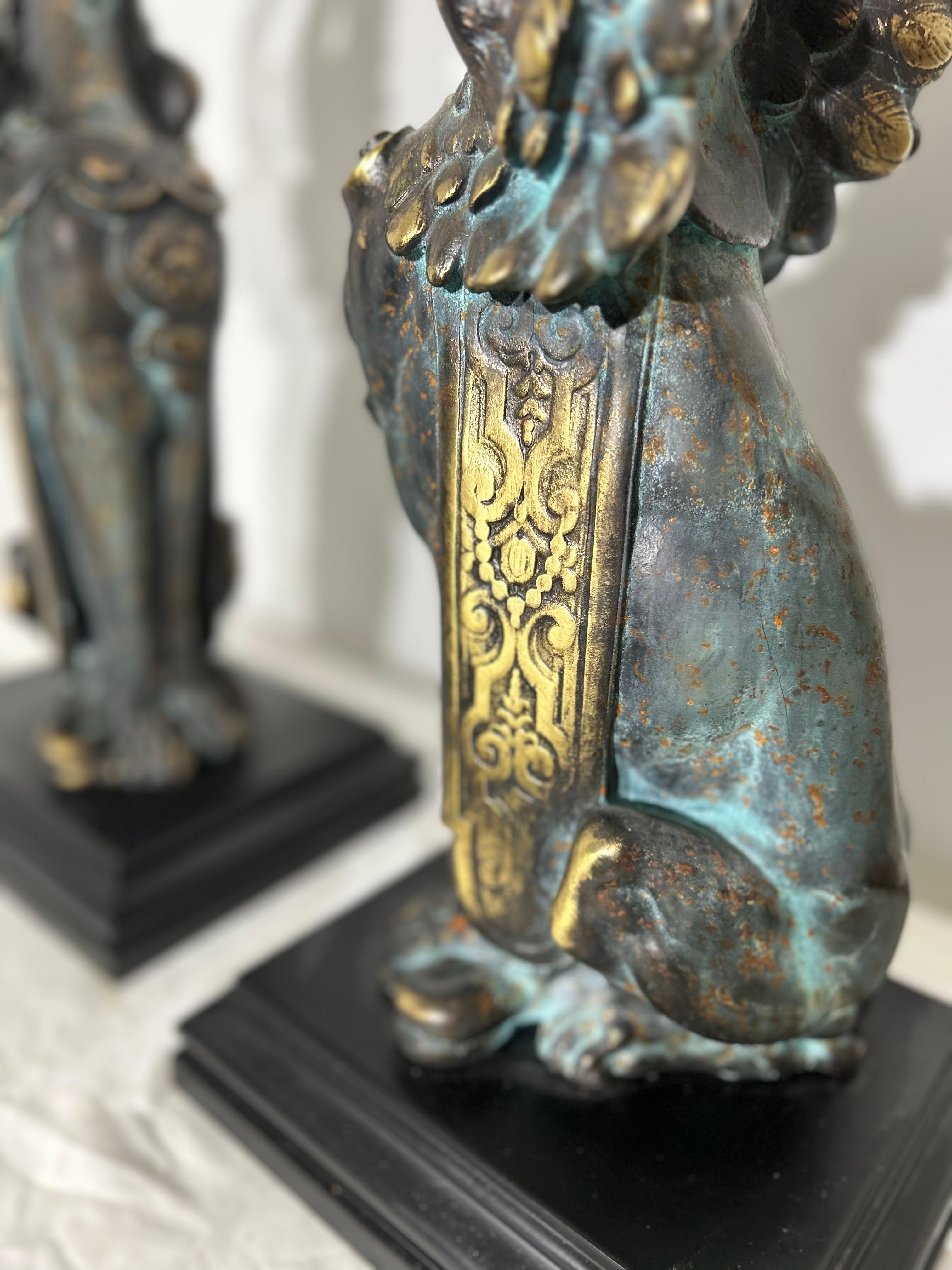 Bronze Pair of Large 20th Century Sphinx Lamps
