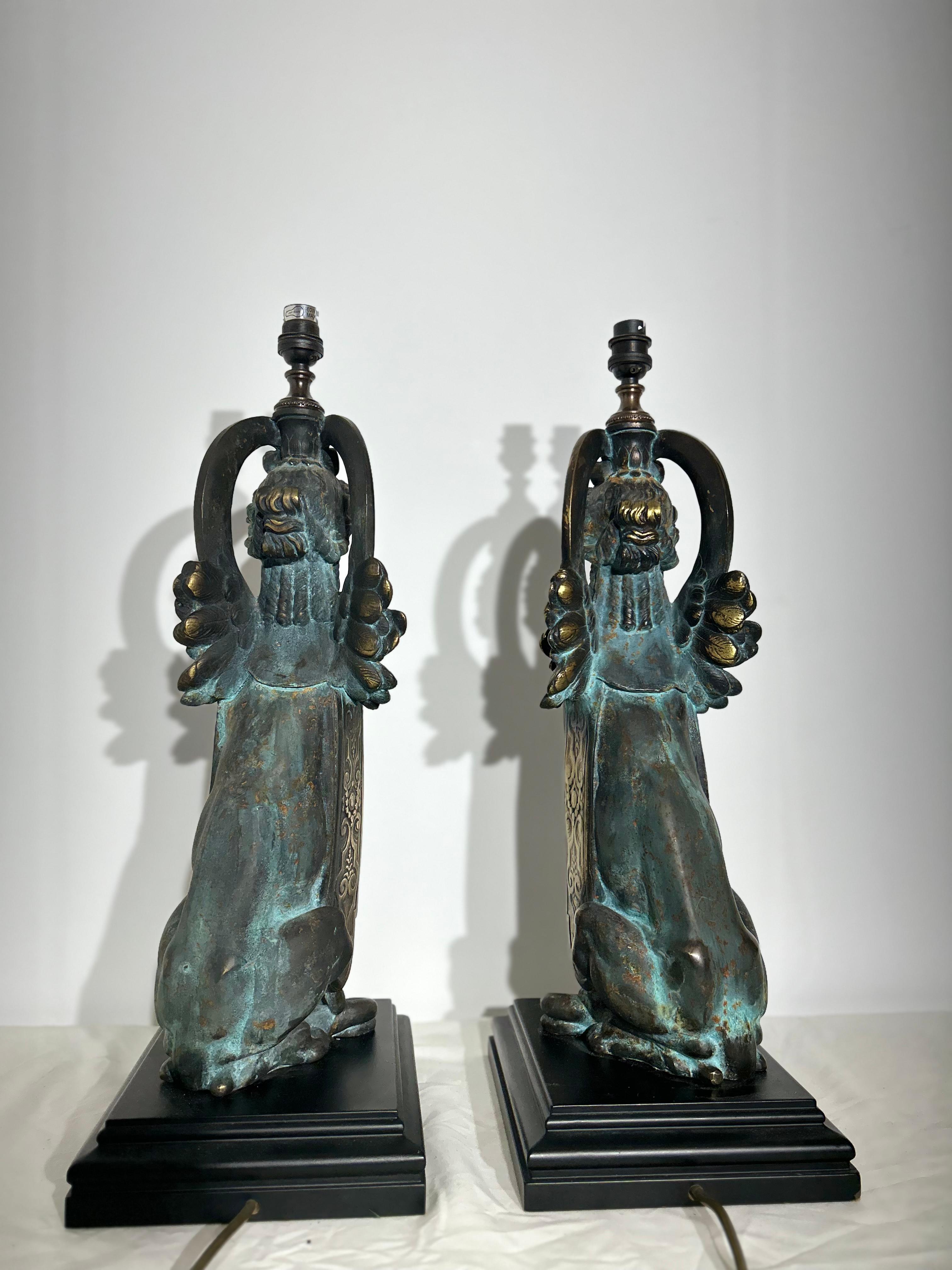 Pair of Large 20th Century Sphinx Lamps 2