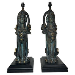 Pair of Large 20th Century Sphinx Lamps
