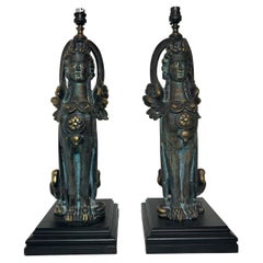 Pair of Large 20th Century Sphinx Lamps