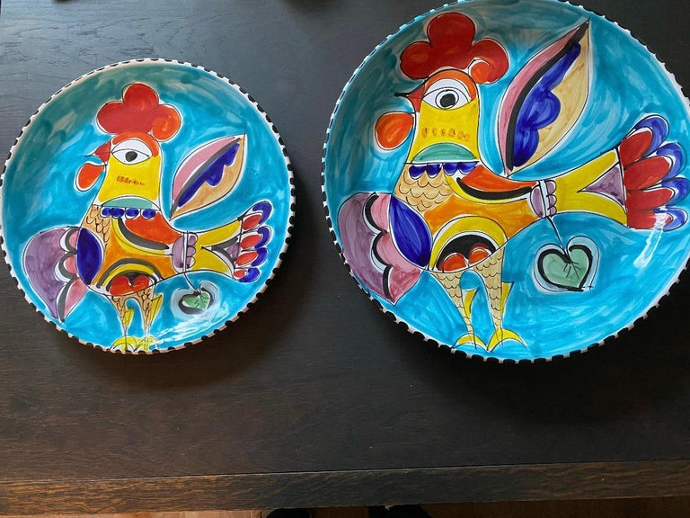 Pair of Large and Vibrant La Musa Serving Platters for Macy's For Sale
