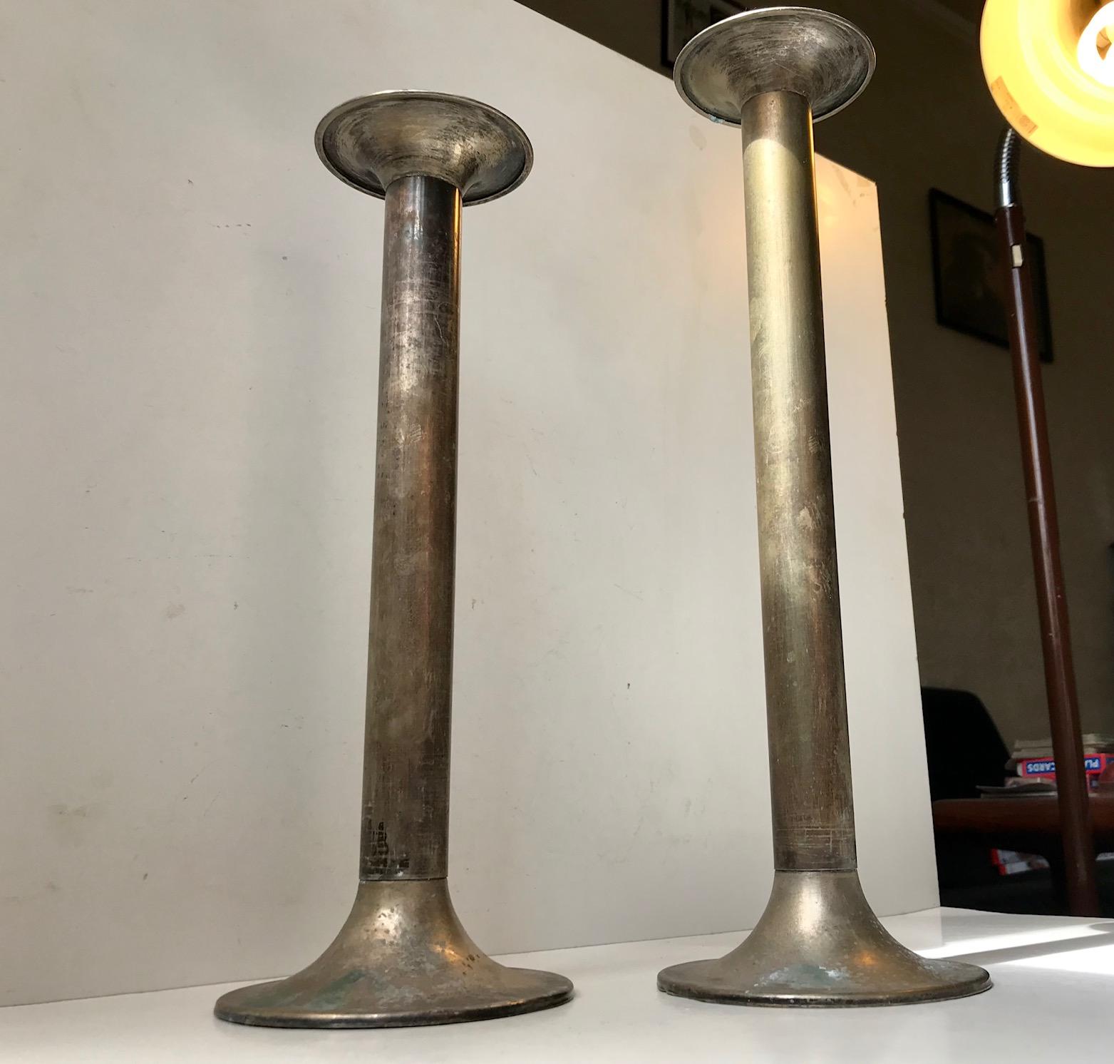 Late Victorian Pair of Large Antique Church Candlesticks, 19th Century, Denmark