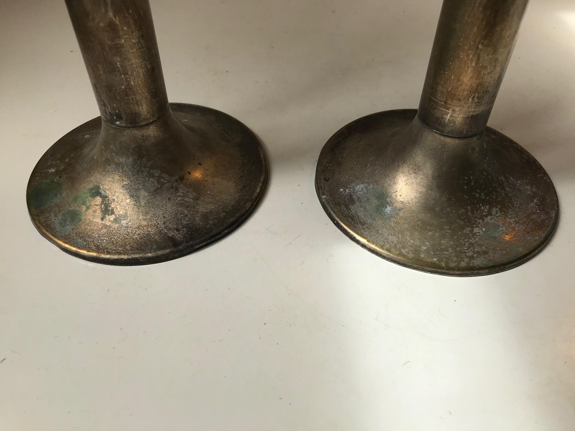 Pair of Large Antique Church Candlesticks, 19th Century, Denmark In Fair Condition In Esbjerg, DK