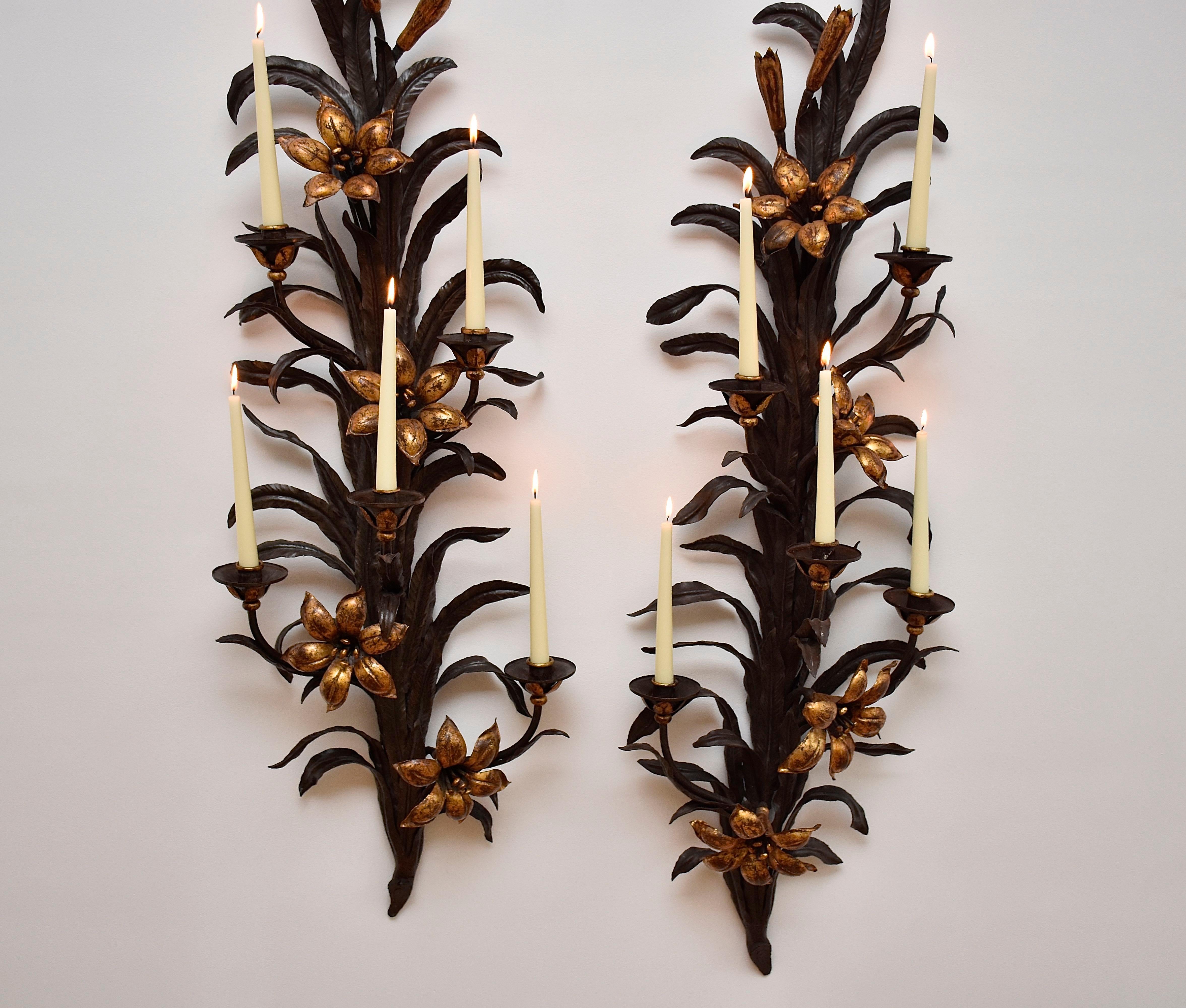 A pair of  Large antique French candle wall lights For Sale 3