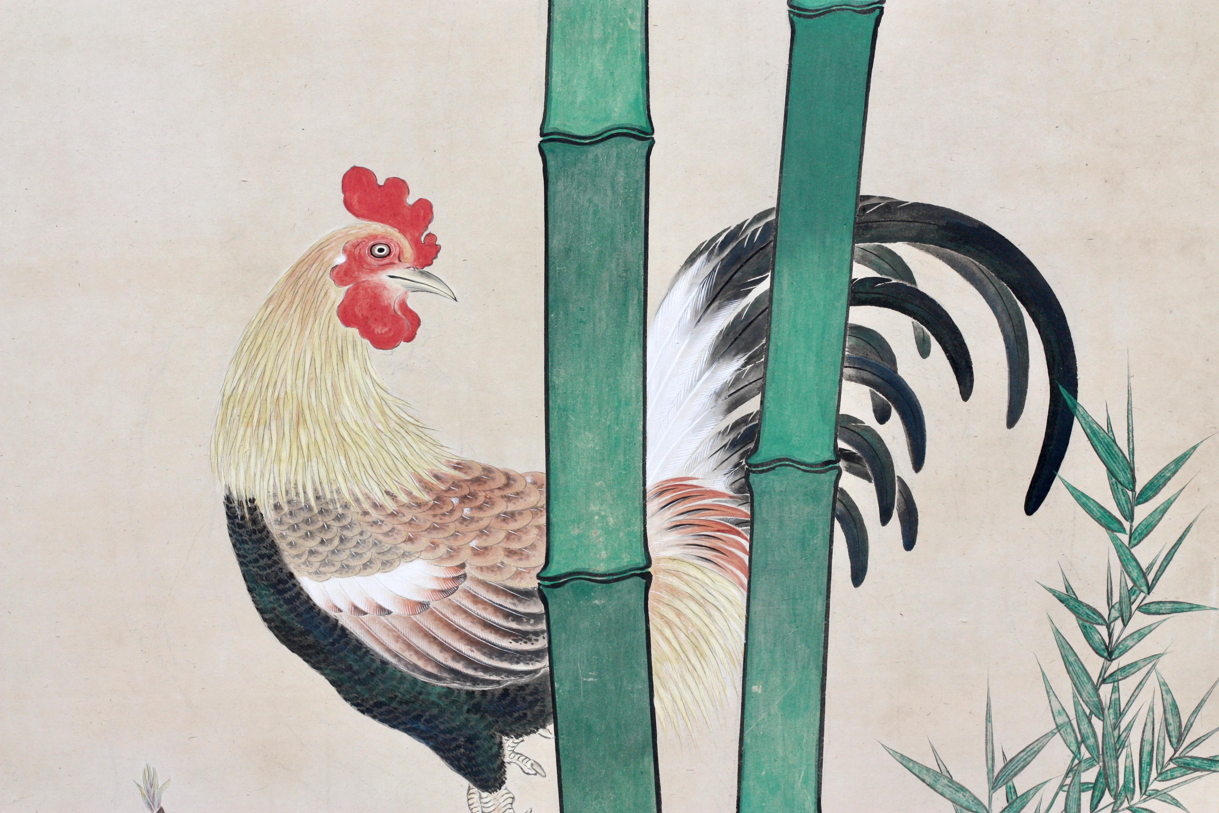 Late 19th Century Pair of Large Antique Japanese Paintings For Sale