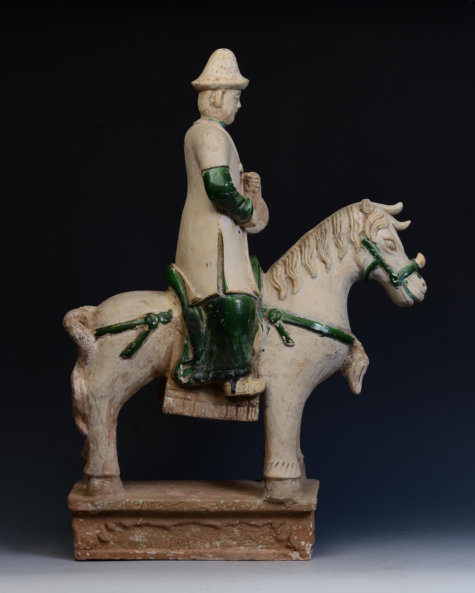 A Pair of Large Antique Ming Pottery Musician Rider on Horse with Oxford TL Test For Sale 13