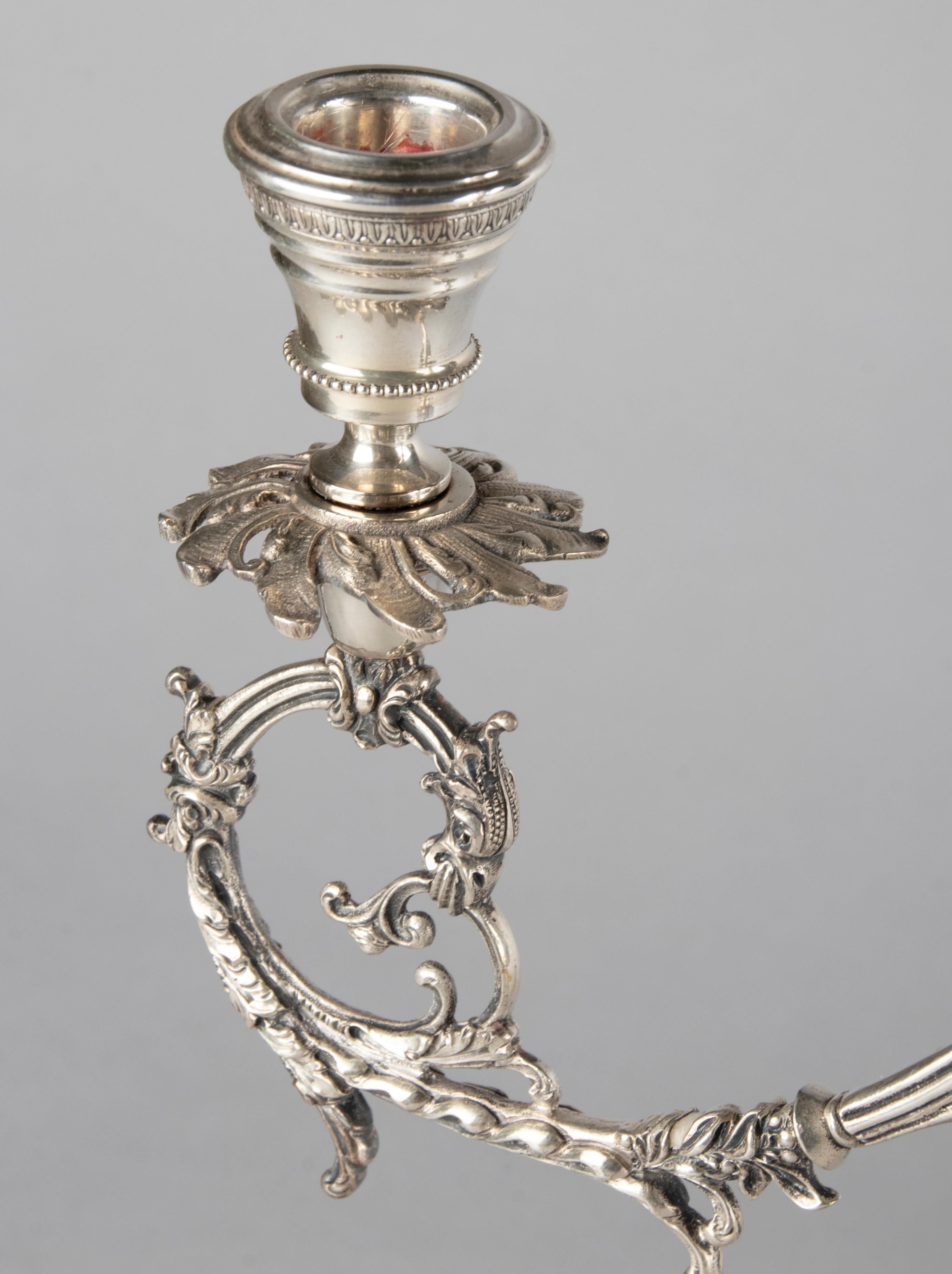 Paar große antike Silber-Kerzenständer, 800er Silber aus Italien im Angebot 5