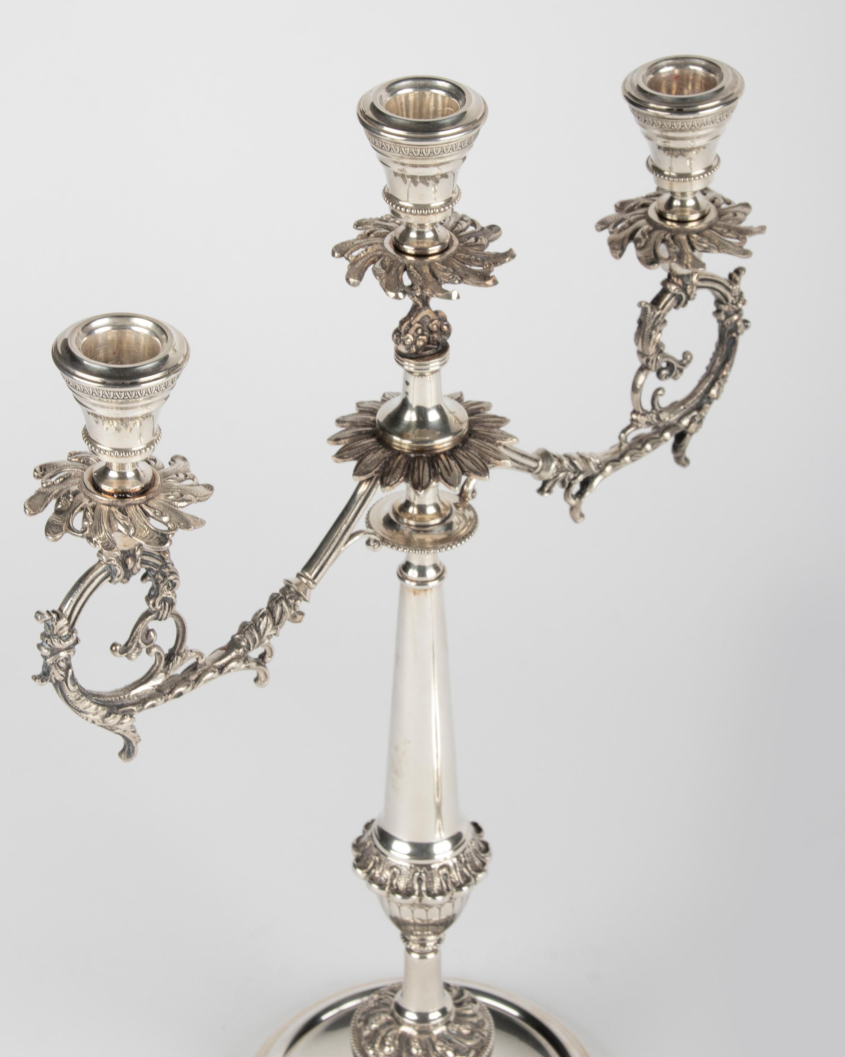 Paar große antike Silber-Kerzenständer, 800er Silber aus Italien im Angebot 7