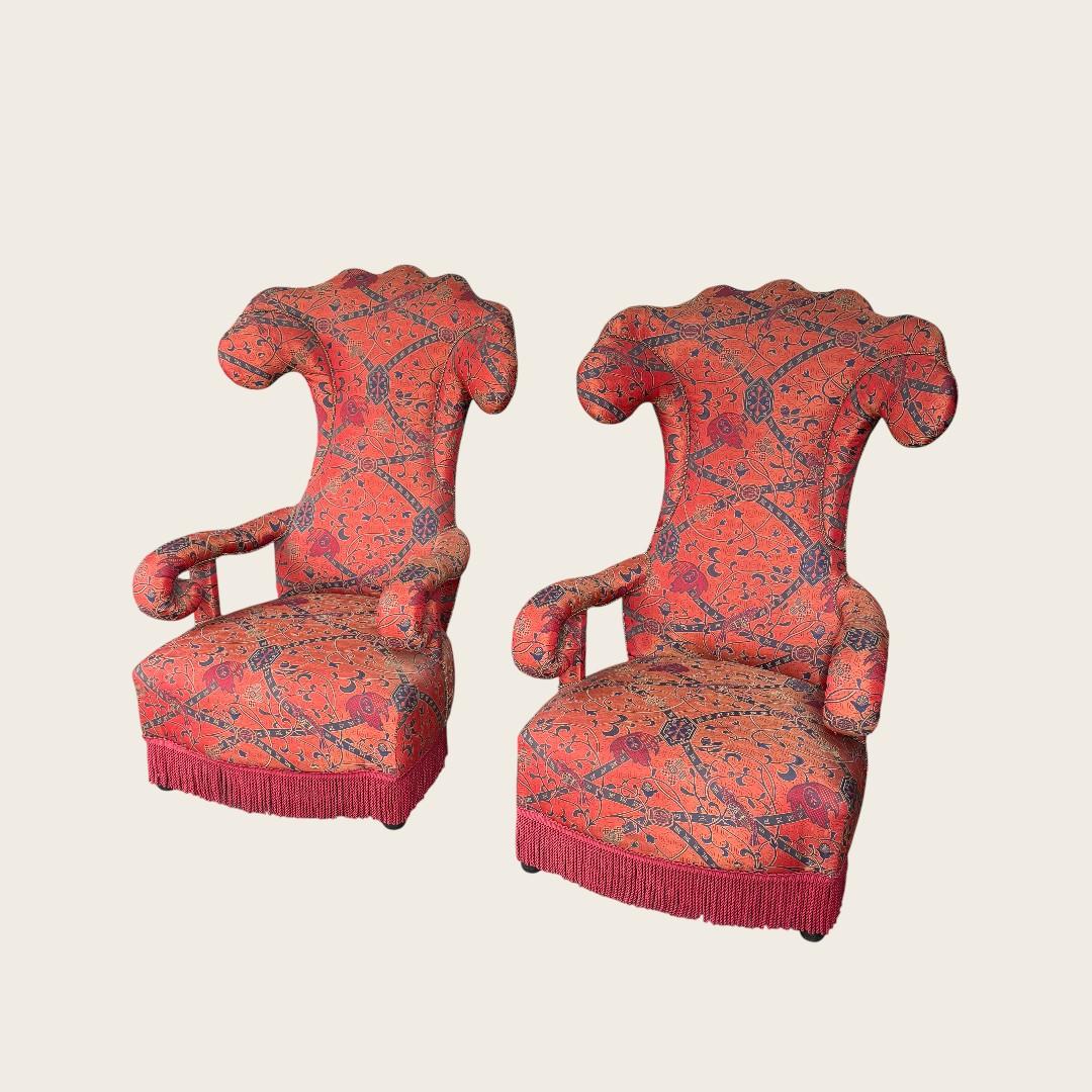 Coppia di grandi poltrone, inizio XX secolo, Francia. in vendita 5