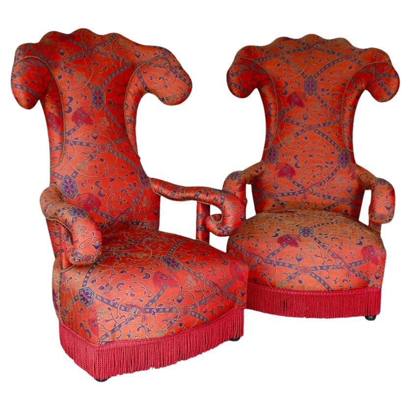 Coppia di grandi poltrone, inizio XX secolo, Francia. in vendita