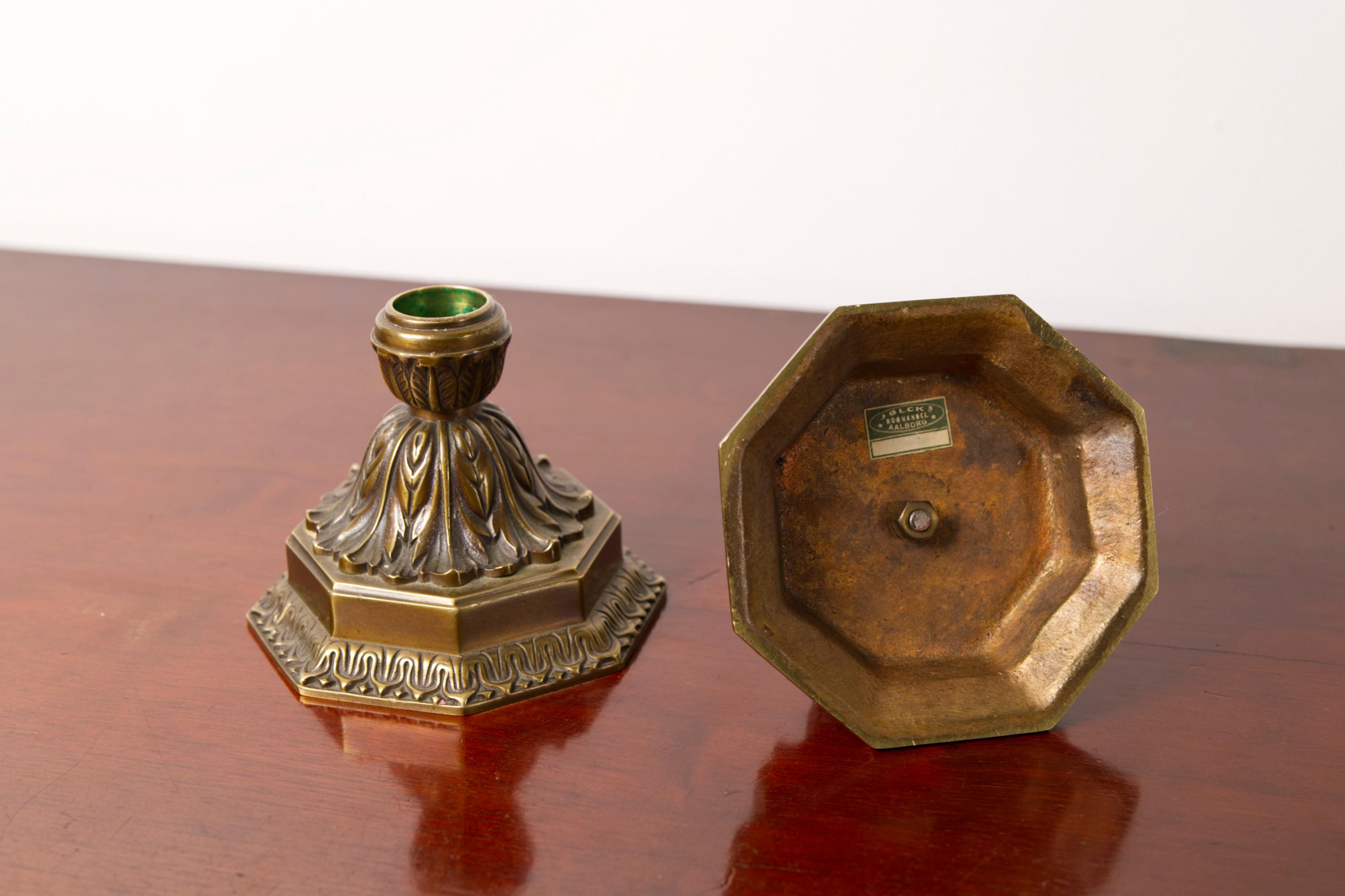 A pair of large Art Deco Solid Bronze candle holders, Denmark, 1930's For Sale 2