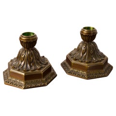 A pair of large Art Deco Solid Bronze candle holders, Denmark, 1930's