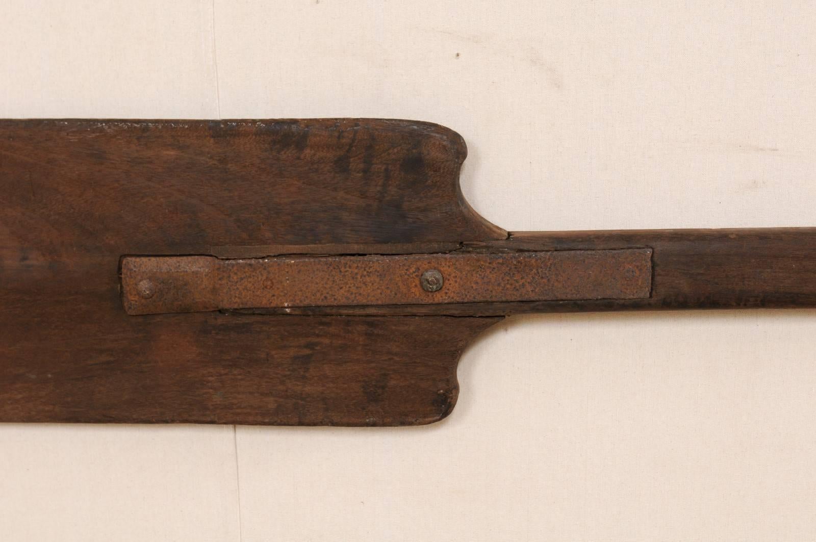 Pair of Large Boating Oars from Kerala, South India with Hand-Carved Motif 2