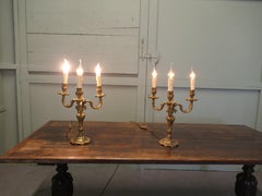 A Pair of Large Brass 3 Branch Table Lamps “Candelabra” A very beautiful pair