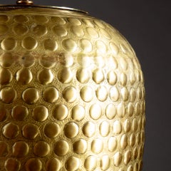 Pair of Large Brass Punched Metal Vases as Table Lamps