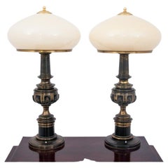 Pair of Large Brass Table Lamps, France, circa 1940s