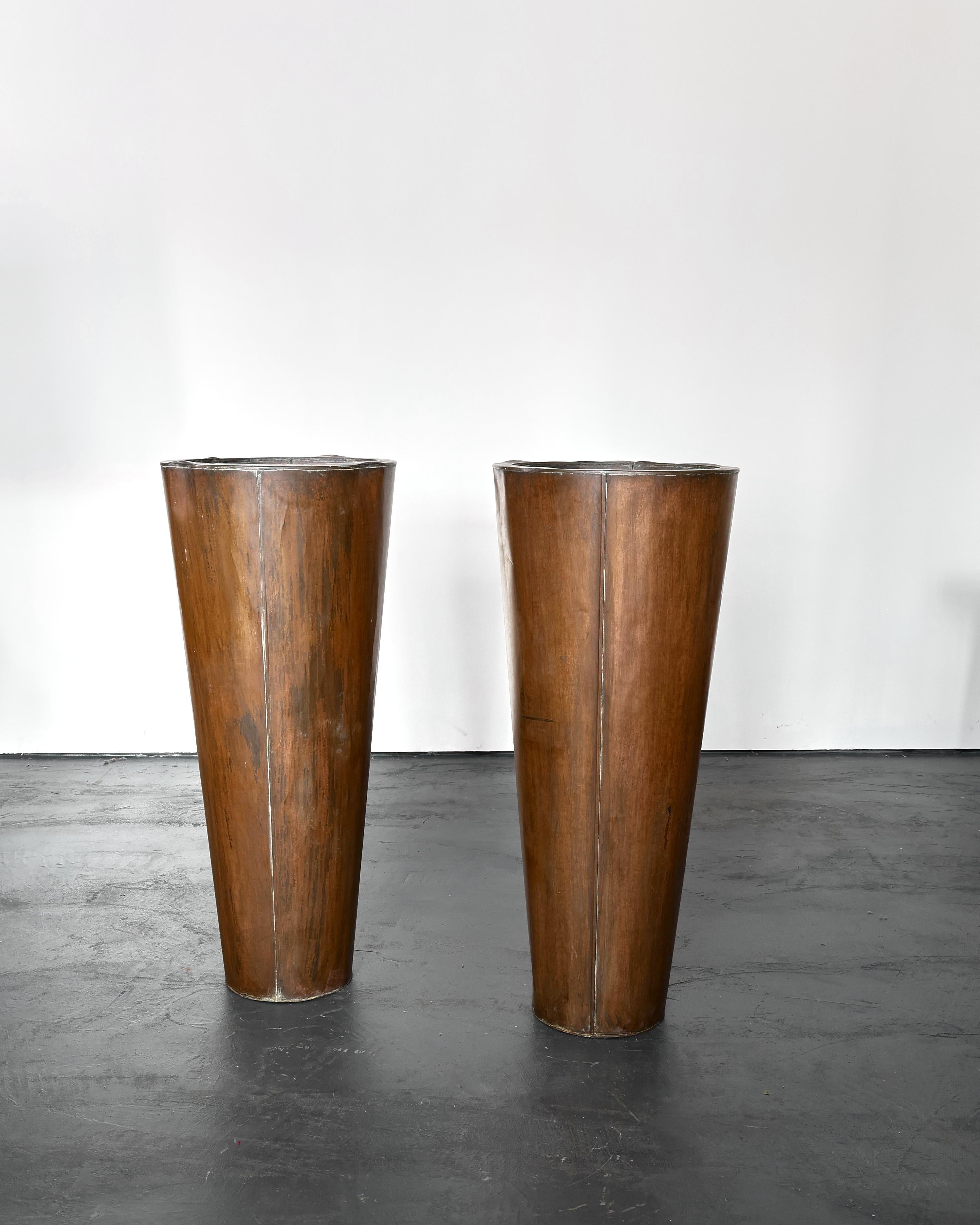 Late 20th Century A Pair Of Large C.1970s Copper Planters For Sale