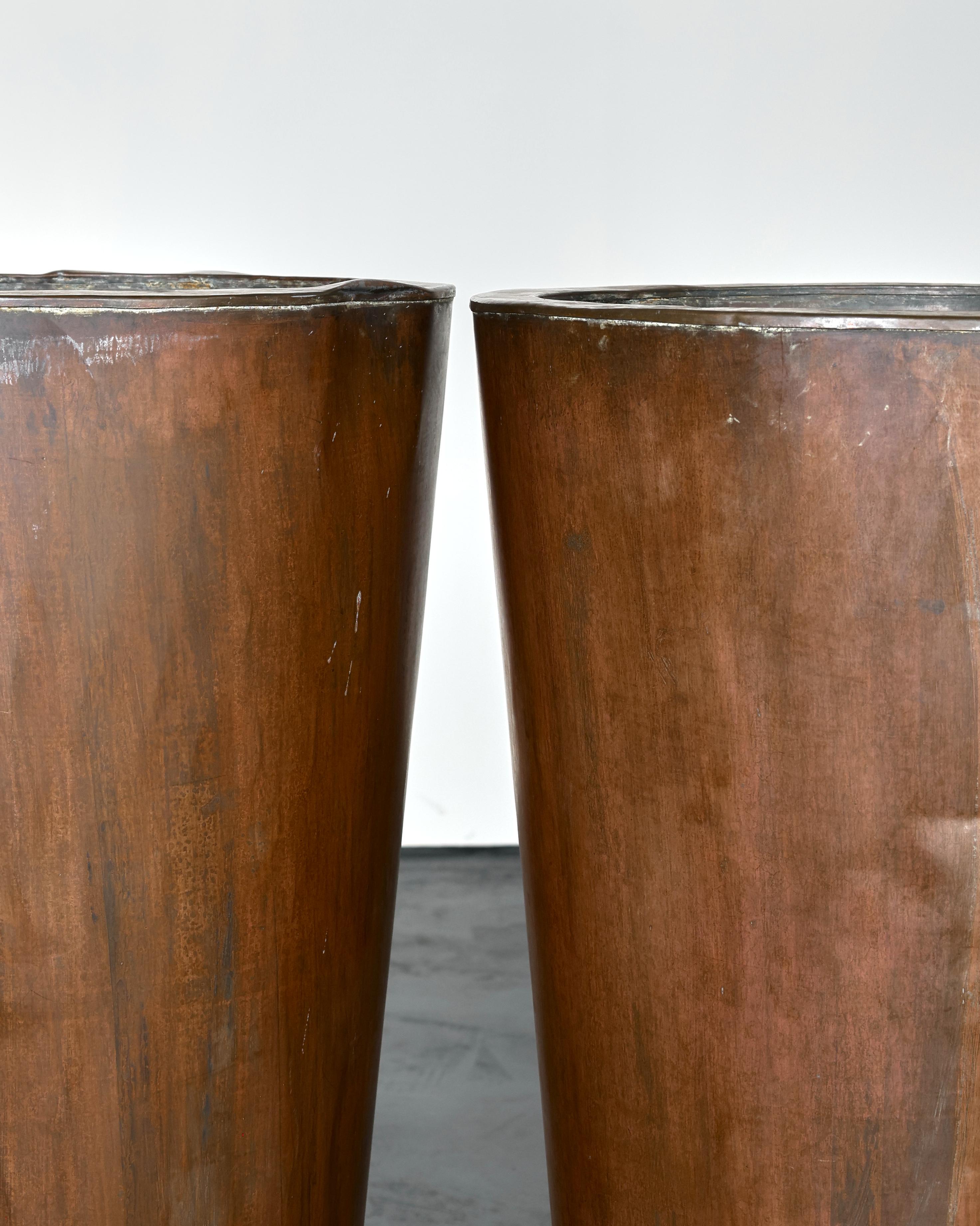 A Pair Of Large C.1970s Copper Planters For Sale 1