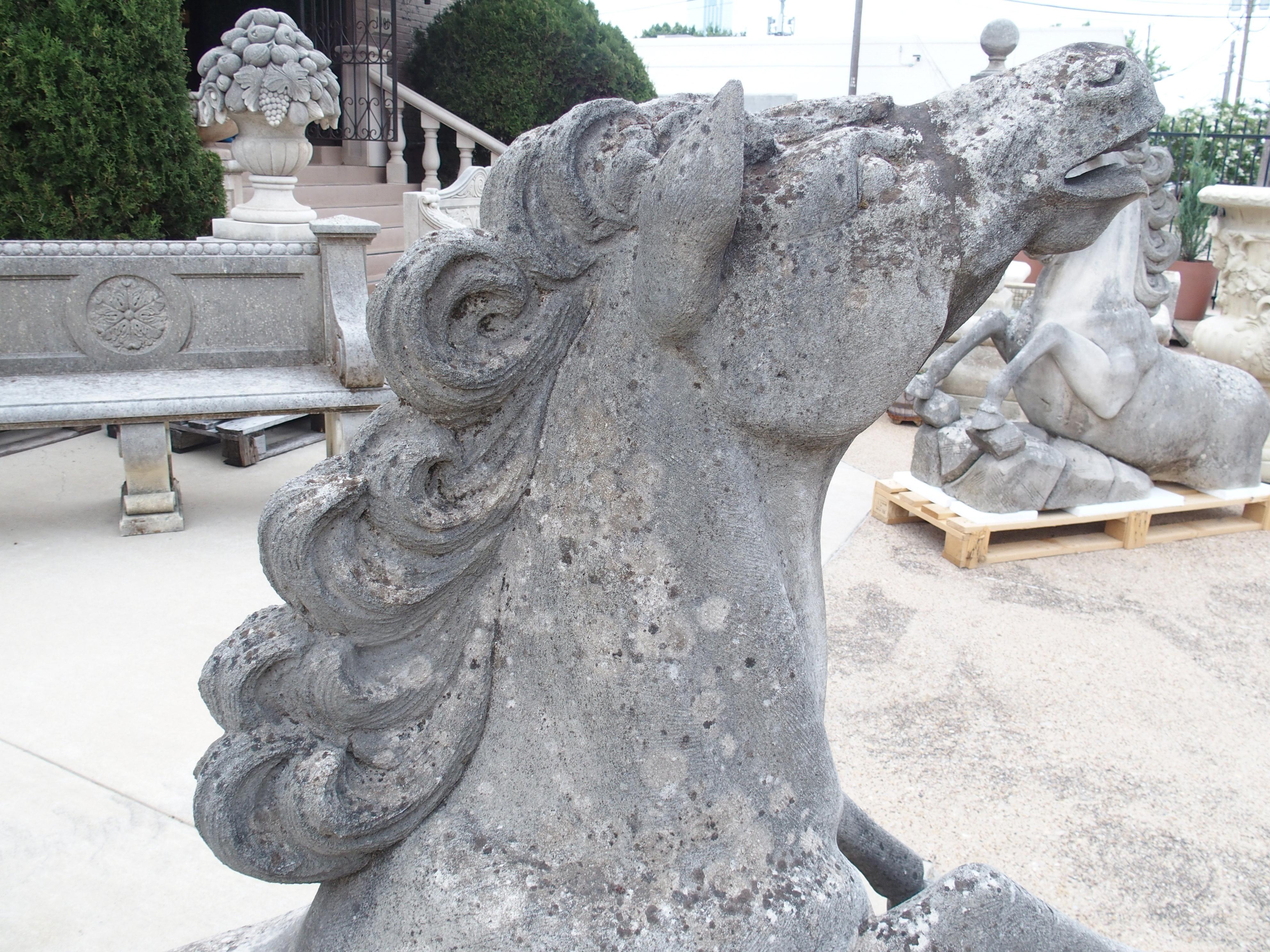 Pareja de grandes caballos tallados en piedra caliza del Véneto, Italia en venta 7