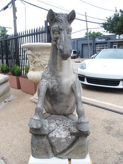 A Pair of Large Carved Limestone Horses from Veneto, Italy