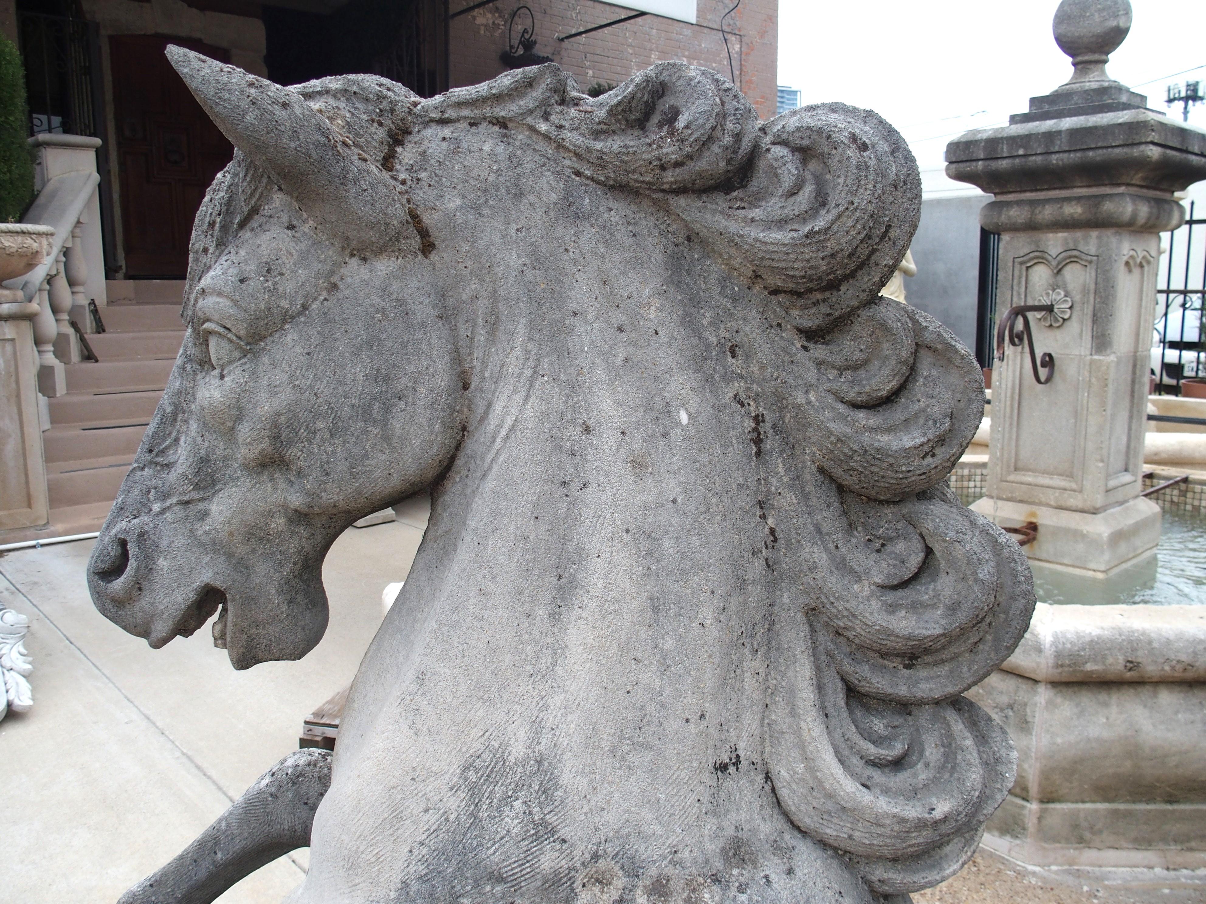 Pareja de grandes caballos tallados en piedra caliza del Véneto, Italia Siglo XXI y contemporáneo en venta