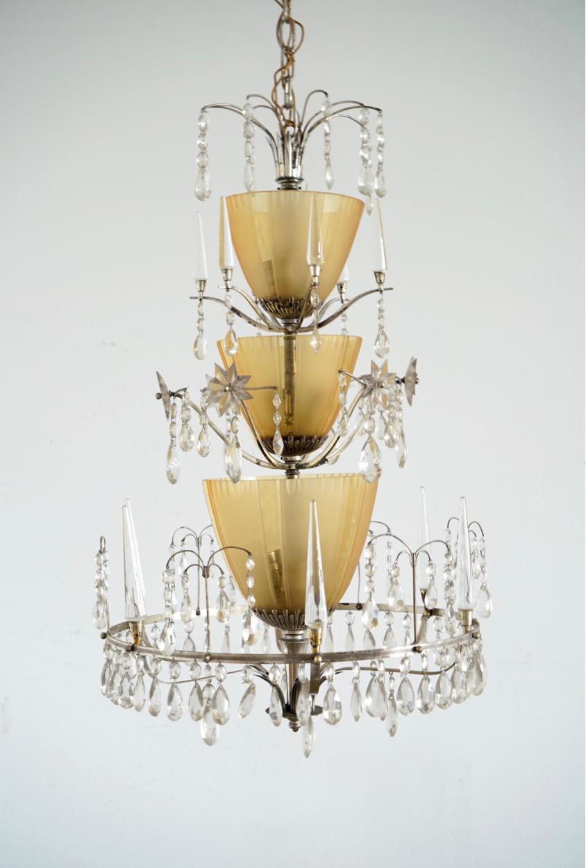 Scandinavian Modern A pair of large Chandeliers by Elis Bergh For Sale