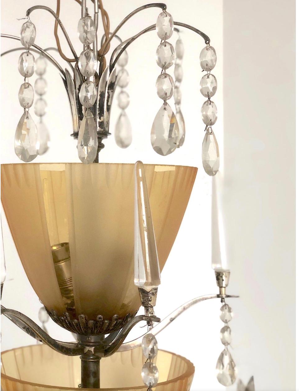 A pair of large Chandeliers by Elis Bergh For Sale 1