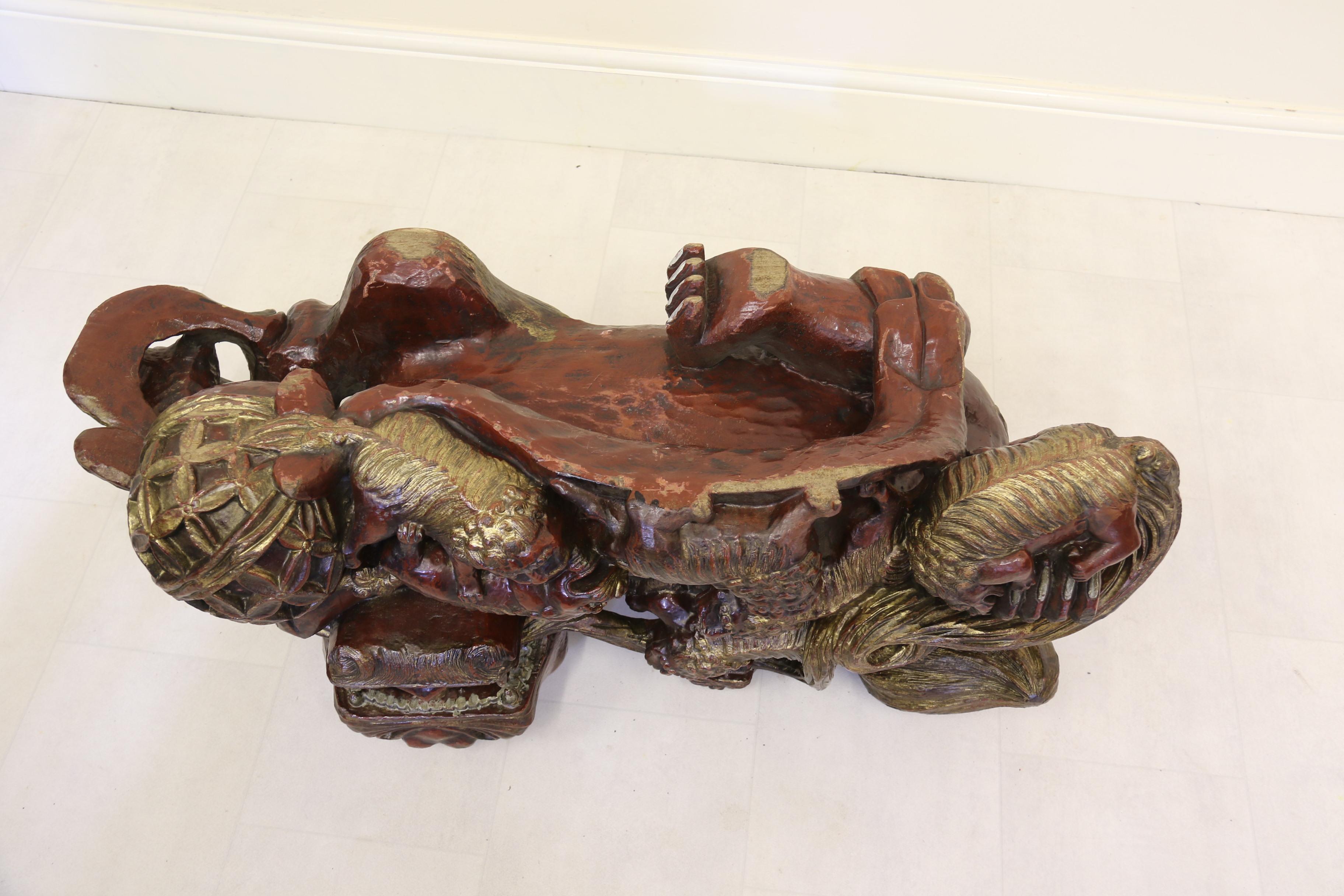 A Pair of 19th century hardwood Chinese Mythical Beasts/Dogs of Foo on Stands  For Sale 9