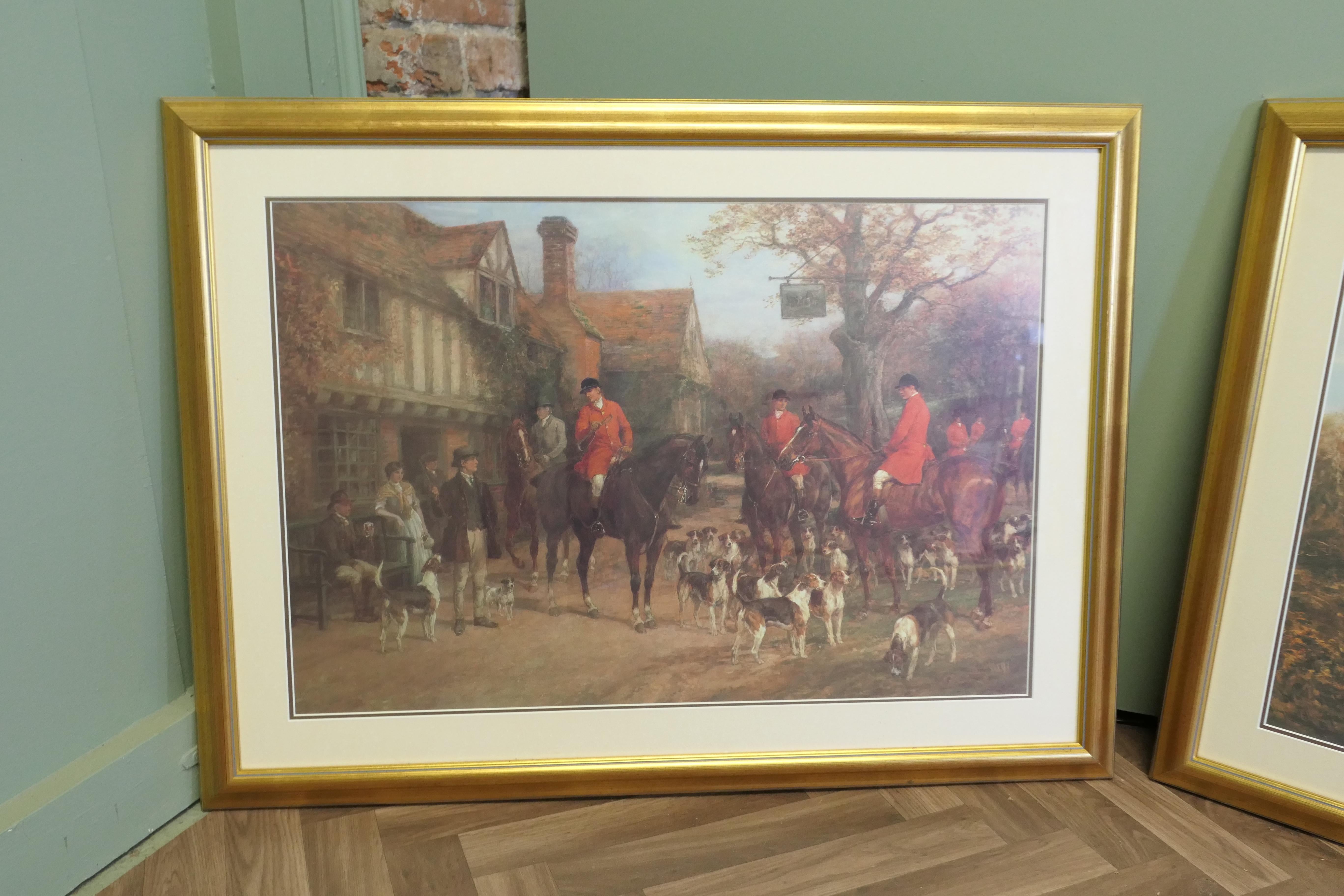 Art Deco A Pair of Large Coloured Hunting Prints   These are large coloured prints For Sale