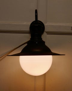 Pair of Large Copper and Globe Industrial Wall Lights