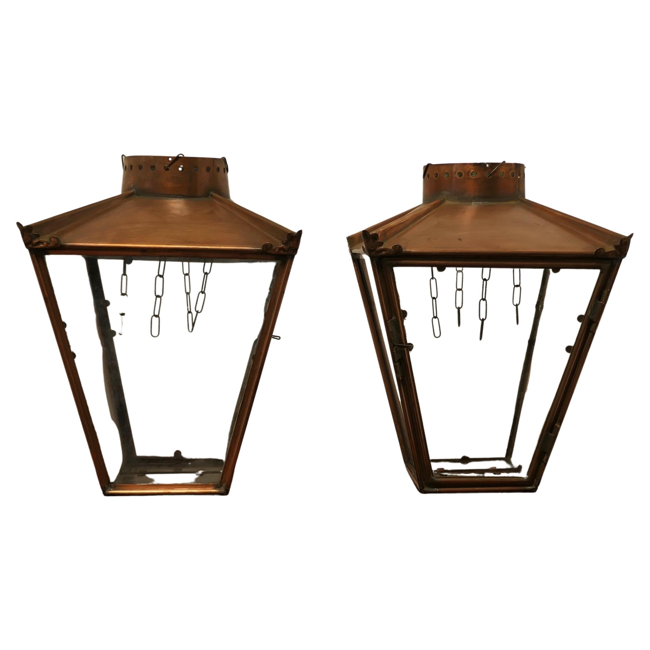 A Pair of Large Copper Hanging Lantern Lampshades For Sale at 1stDibs