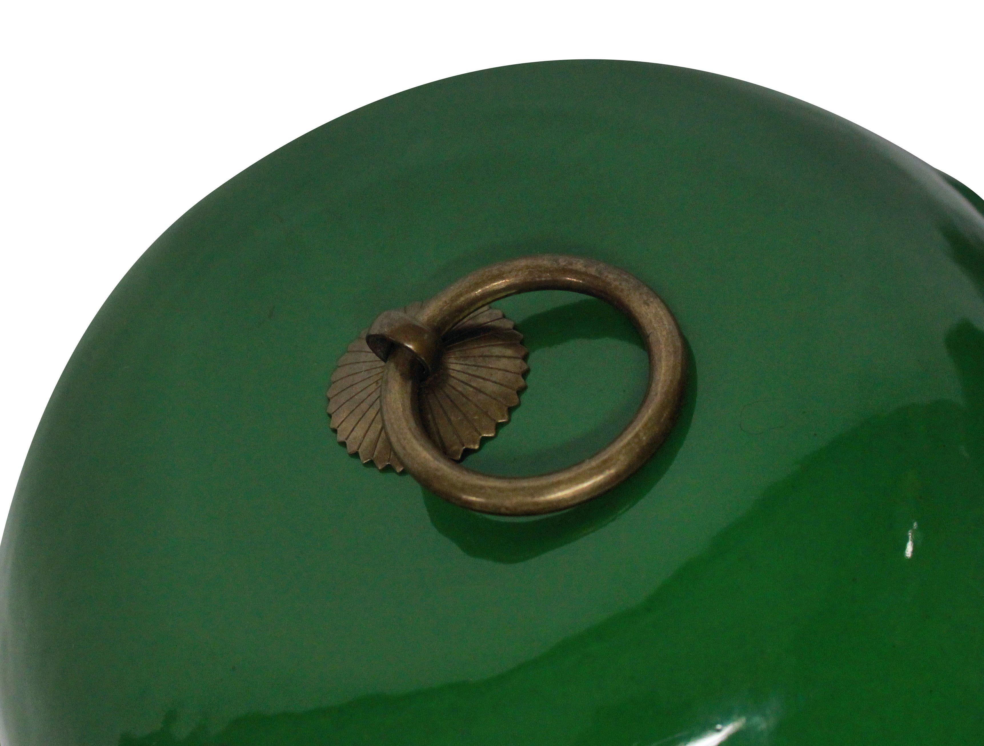 Pair of Large Emerald Green Chinese Glazed Vases In Good Condition In Kent, Dover