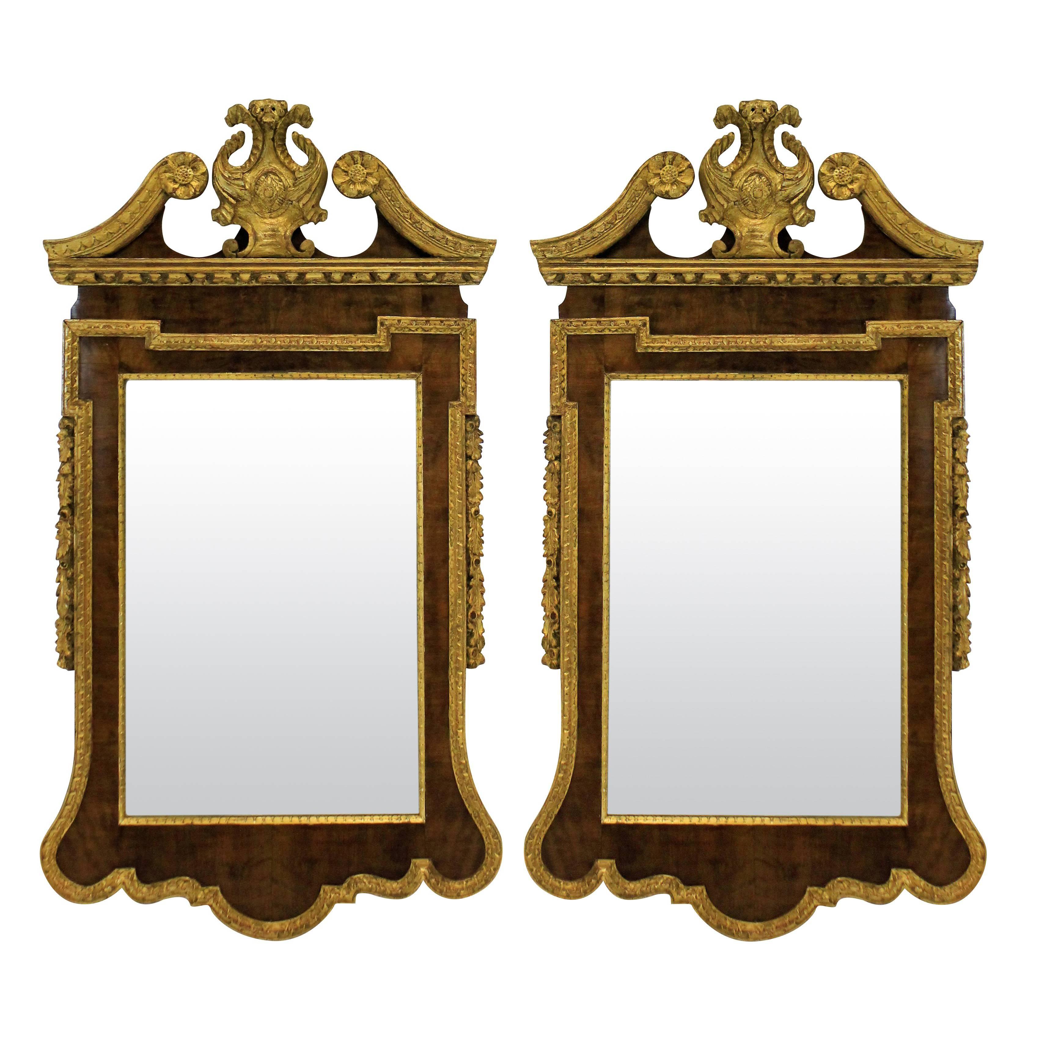 Pair of Large English George II Style Mirrors