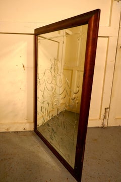 Pair of Large Etched Glass Pub Mirrors