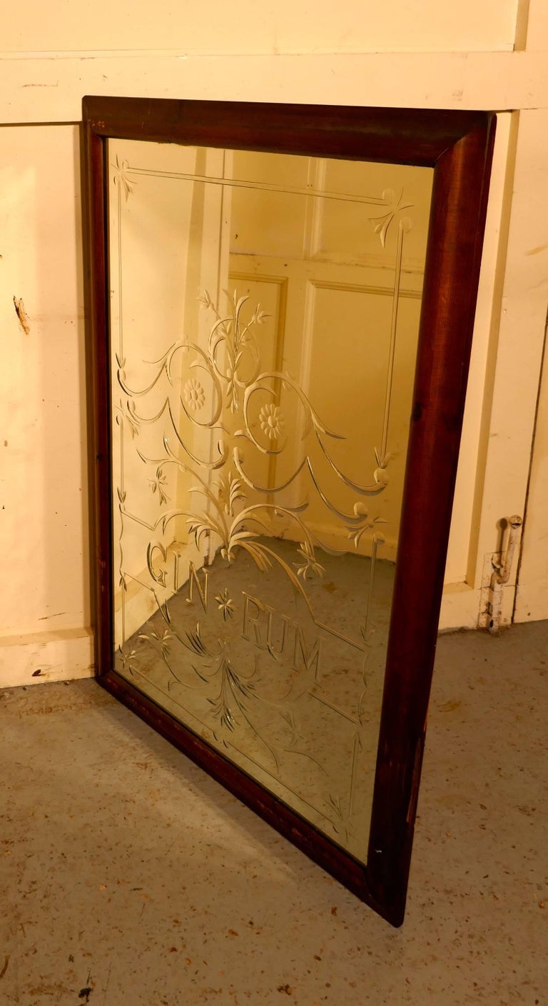 Pair of Large Etched Glass Pub Mirrors at 1stDibs pub mirrors for