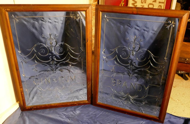 Pair of Large Etched Glass Pub Mirrors at 1stDibs pub mirrors for