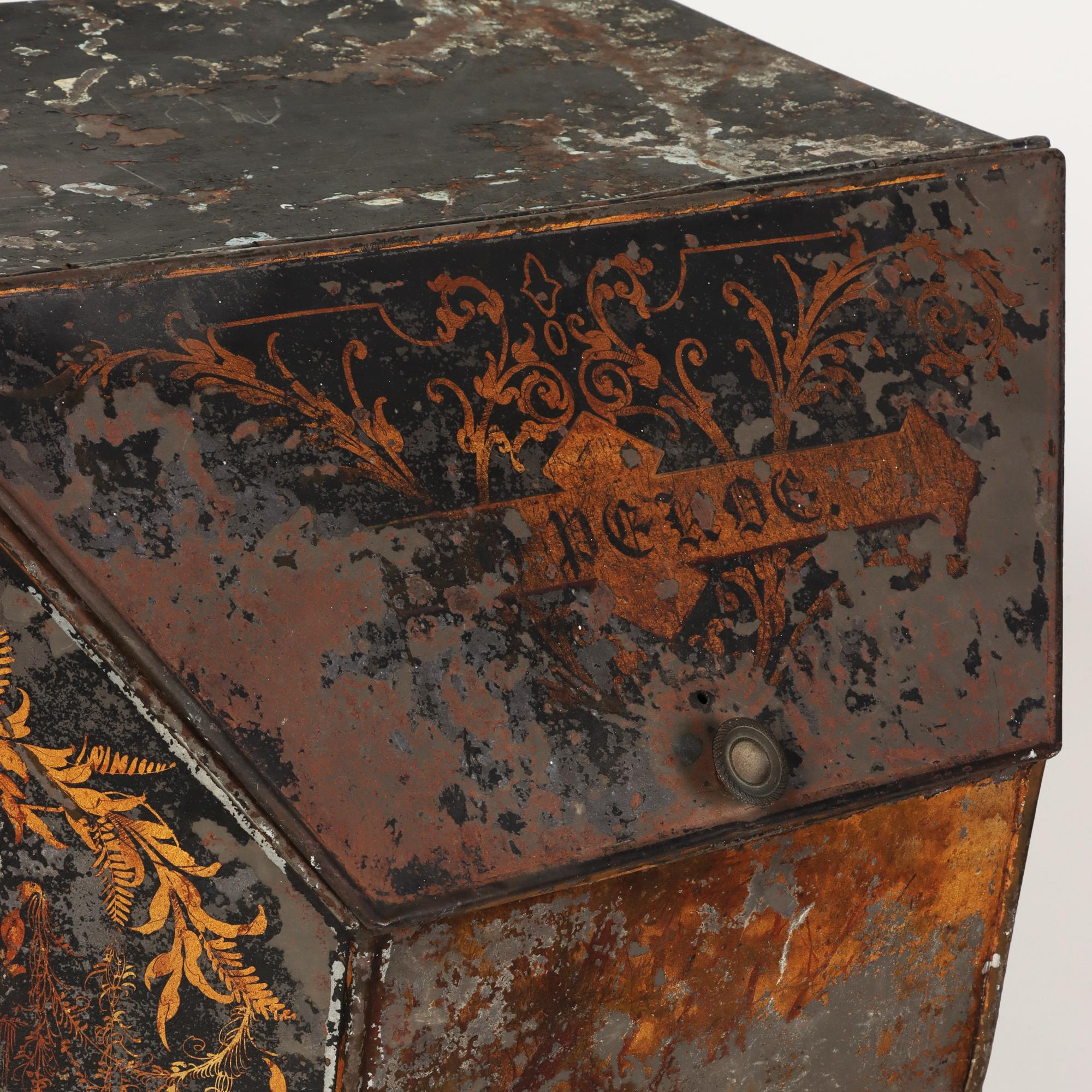 Pair of Large Floor Sized Victorian Period Tin Tea Caddies, 19th C In Good Condition For Sale In Philadelphia, PA