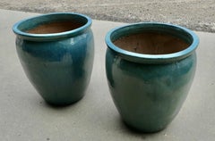 A Pair of Large French Turquoise Garden Tree Planters