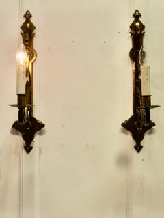 A Pair of Large Gilded Brass Wall Lights  These are a very handsome pair