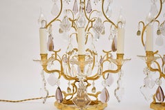 A pair of large gold leaf crystal French girandoles