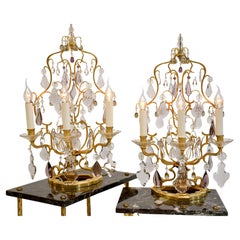 A pair of large gold leaf crystal French girandoles