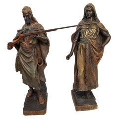 Pair of Large Goldscheider Figures