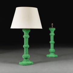 A Pair Of Large Green Beaded Zulu Lamps