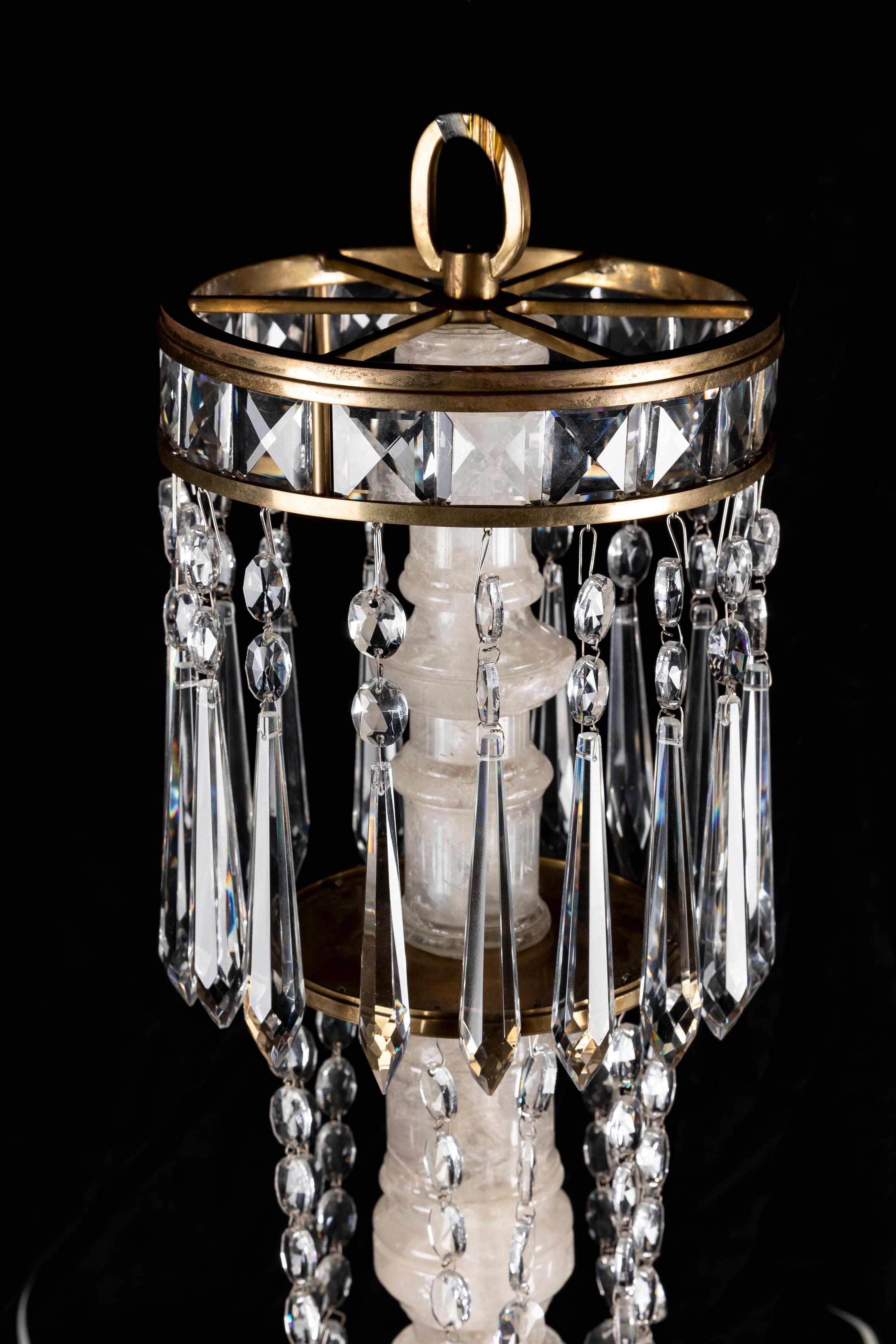A Pair of Large Hollywood Regency French Bagues Style Rock Crystal Chandeliers  For Sale 3