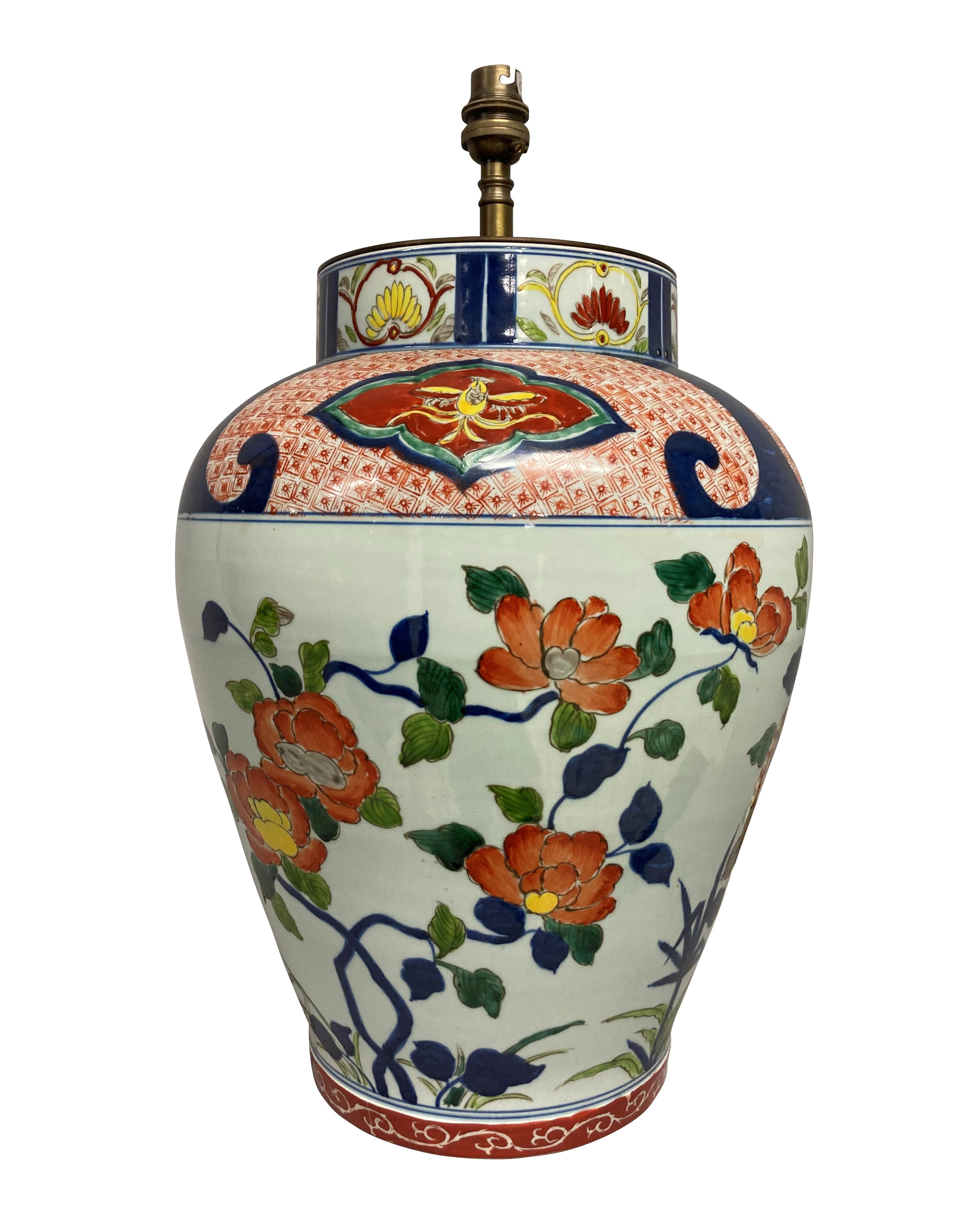 Early 20th Century Pair of Large Imari Vase Lamps